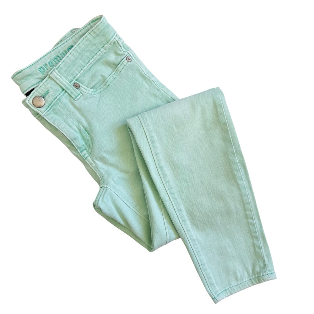 GAP Women’s Green Skinny Jeans Premium Cotton Skinny Blend Turquoise Green Sz 0